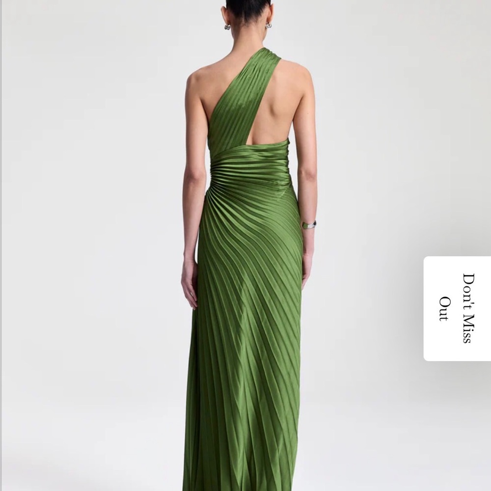 A.L.C. One-Shoulder Lara Pleated Gown in Ivy - Picture 3 of 11